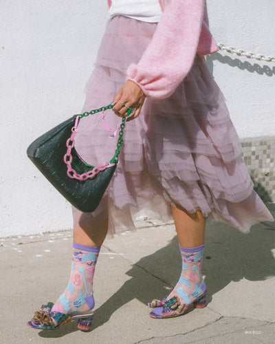 sock candy wicked socks get ready with glinda shimmer sheer sock glinda socks socks and heels