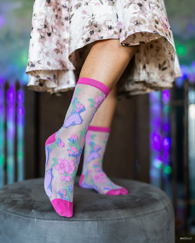 sock candy wicked socks glindaland butterfly shimmer glinda socks