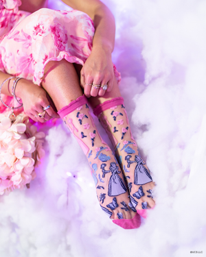 Sock Candy Wicked Glinda Silhouette Ruffle Sheer Sock Wicked Glinda Socks