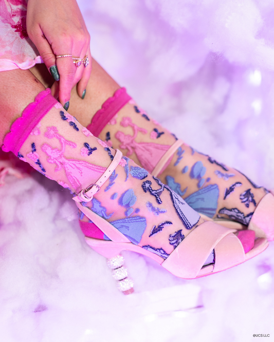 Sock Candy Wicked Glinda Silhouette Ruffle Sheer Sock Wicked Glinda Socks Socks and Heels 