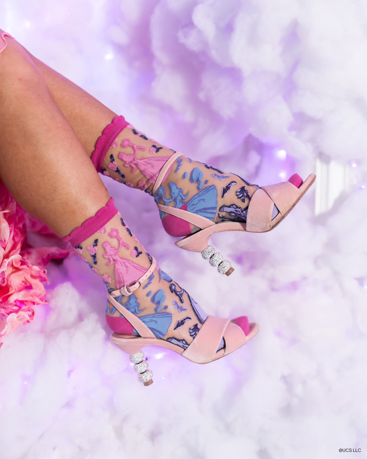 Sock Candy Wicked Glinda Silhouette Ruffle Sheer Sock Wicked Glinda Socks Socks and Heels 