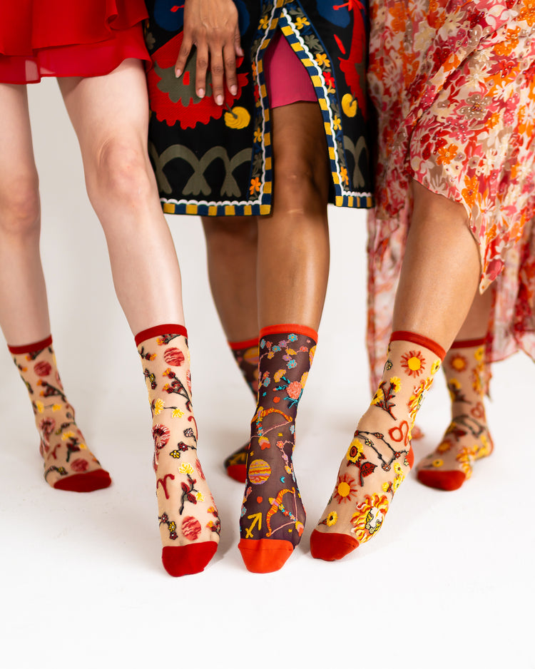 Sock Candy Zodiac Fire Signs Sheer Socks Bundle Sheer Socks Fashion Socks Zodiac Socks