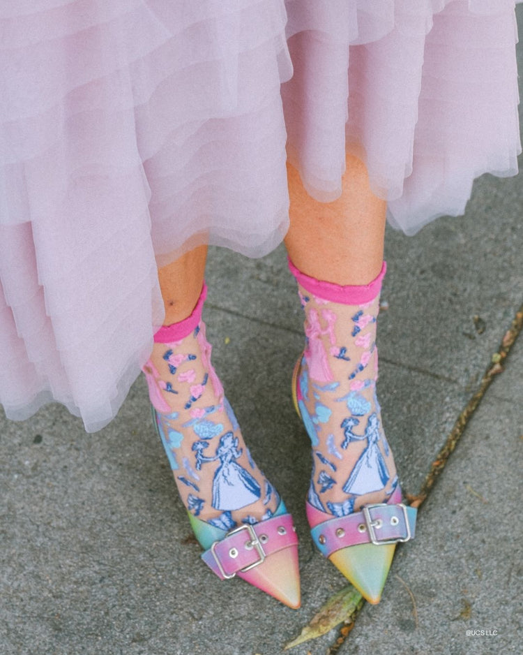 Sock Candy Wicked Glinda Silhouette Ruffle Sheer Sock Wicked Glinda Socks Socks and Heels 