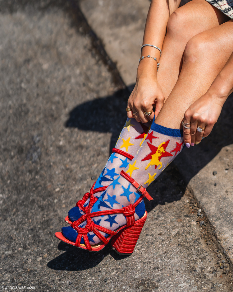 Sock Candy Supergirl Sheer Socks Bundle Sheer Socks Fashion Socks Star Socks Supergirl Socks DC Comics Socks socks with heels