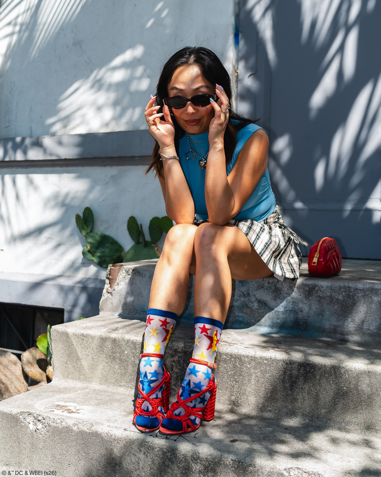 Sock Candy Supergirl Sheer Socks Bundle Sheer Socks Fashion Socks Star Socks Supergirl Socks DC Comics Socks socks with heels
