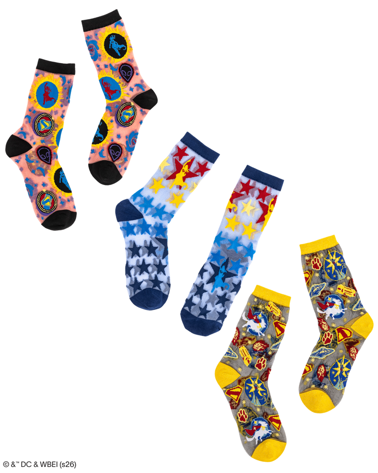 Sock Candy Supergirl Sheer Socks Bundle Sheer Socks Fashion Socks Star Socks Supergirl Socks DC Comics Socks 