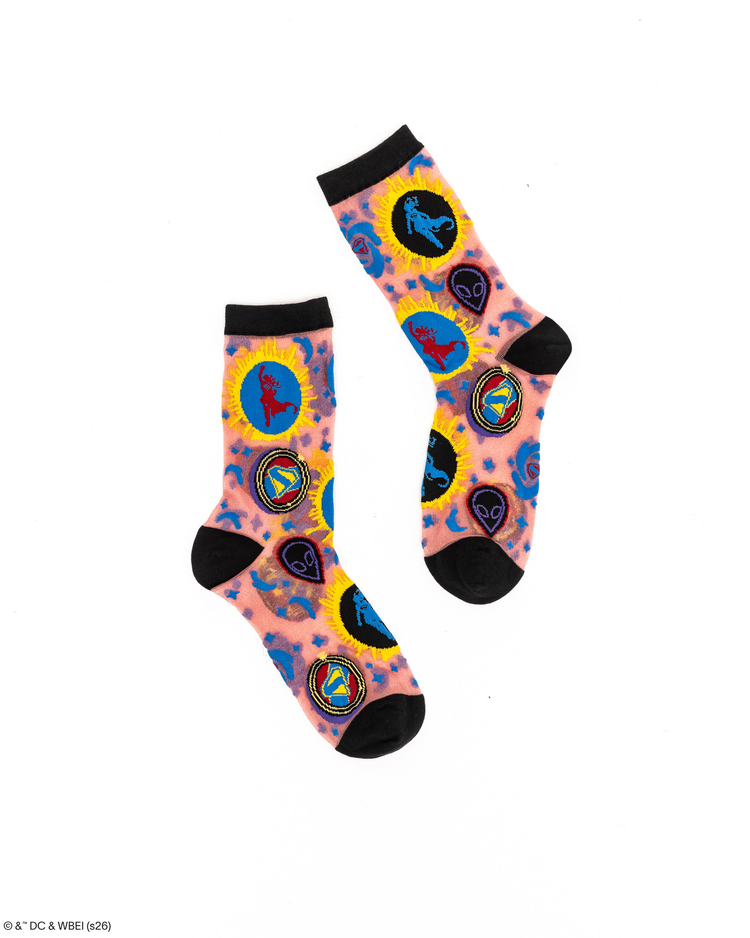 Sock Candy Supergirl Silhouette Shimmer Sheer Crew Sock Sheer socks Fashion socks Supergirl socks DC Comics socks