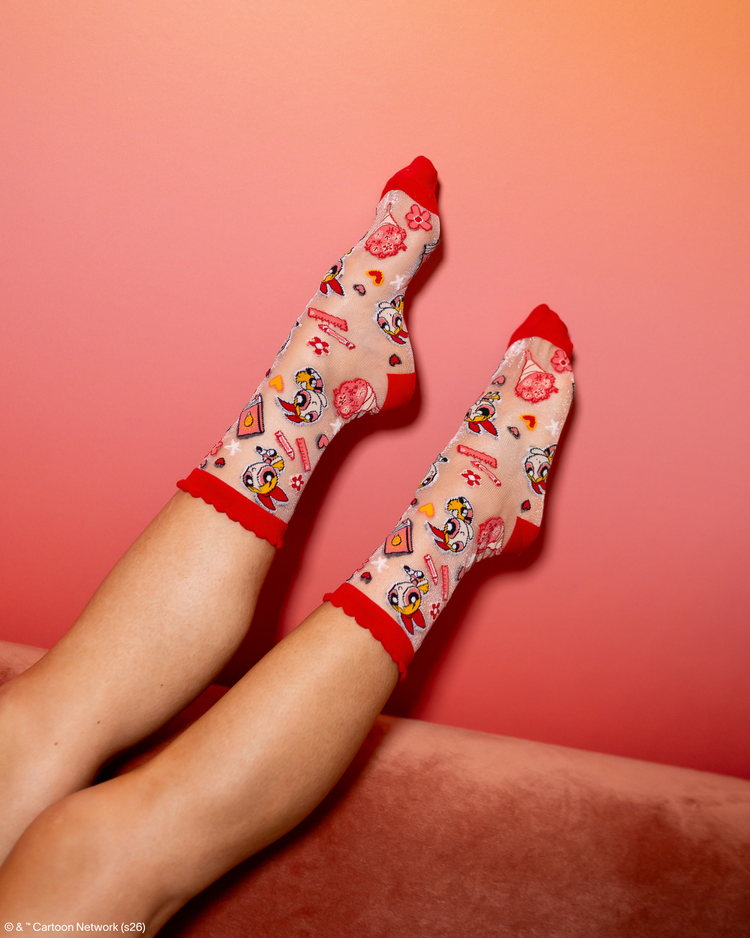 Sock Candy The Powerpuff Girls Blossom Shimmer Sheer Crew Socks Fashion Socks Powerpuff Girls Socks Sheer Socks Y2K Socks Blossom Socks