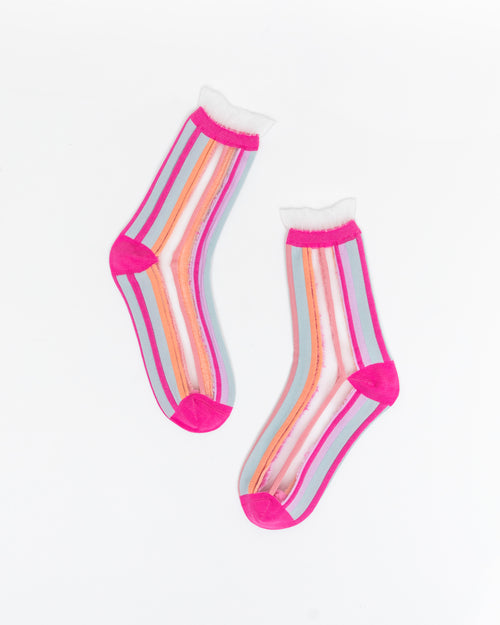 Womens colorful socks with stripe ruffle crew socks Sock Candy
