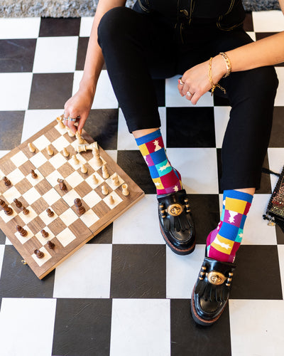 Sock Candy 90s socks 90s colorblock chess socks