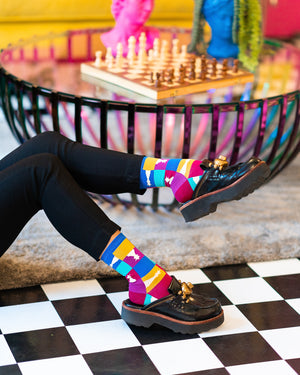 Sock Candy 90s socks 90s colorblock chess socks