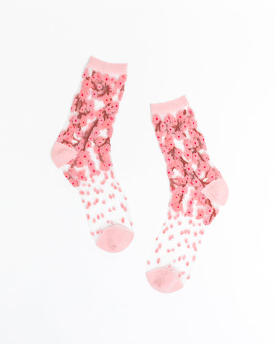 Cherry blossom flower socks see through socks