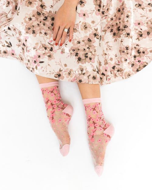 Sock Candy Cherry Blossom Flower Socks transparent socks