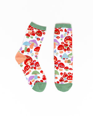 Sock Candy Cute mushroom socks for women white cotton socks