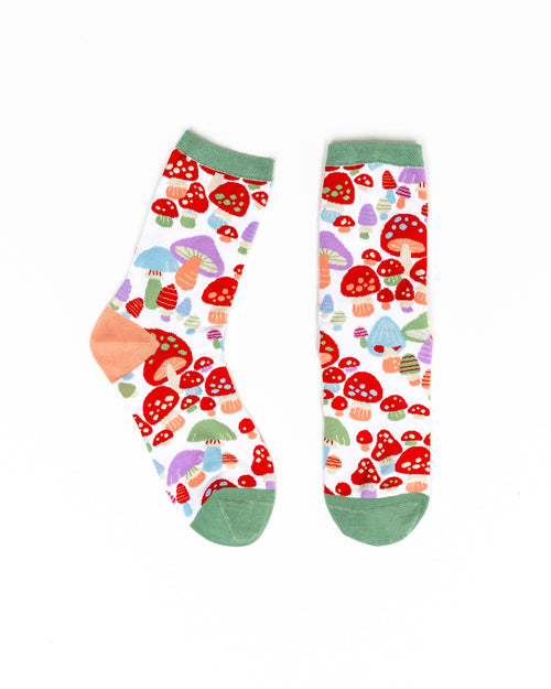 Sock Candy Cute mushroom socks for women white cotton socks