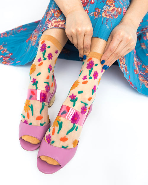 Sock Candy sheer floral socks see through socks