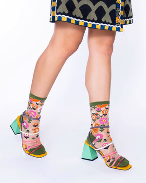 Sock Candy fox print socks womens graphic floral socks