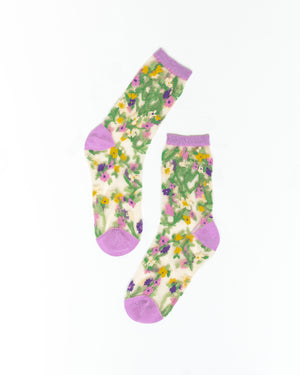 Sock candy heart floral socks transparent socks