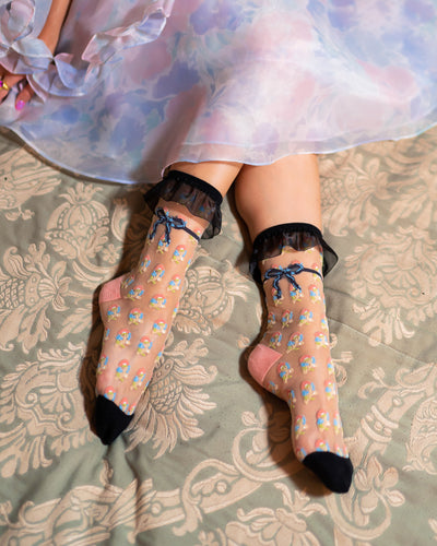 Sock Candy Floral ruffle socks womens parisian chic
