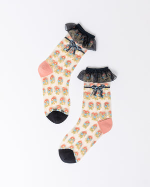 Floral Bow Ruffle Socks Womens - Sock Candy