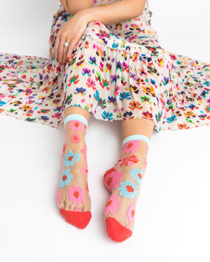 Floral socks fashion socks see through socks womens