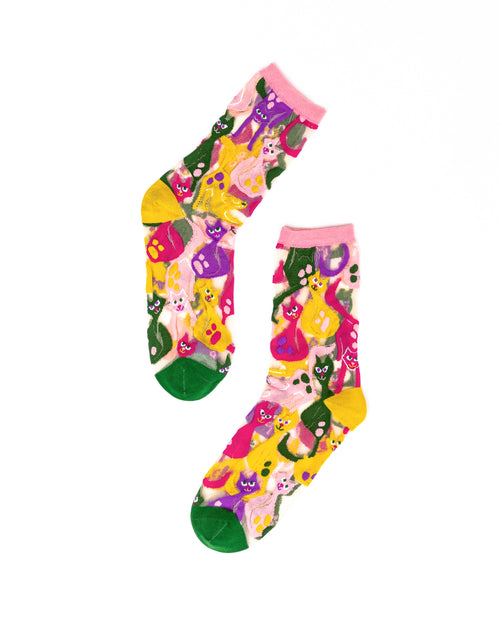 Sock candy sheer cat socks colorful cat socks for women