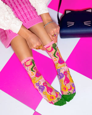 Sock candy sheer cat socks colorful transparent socks