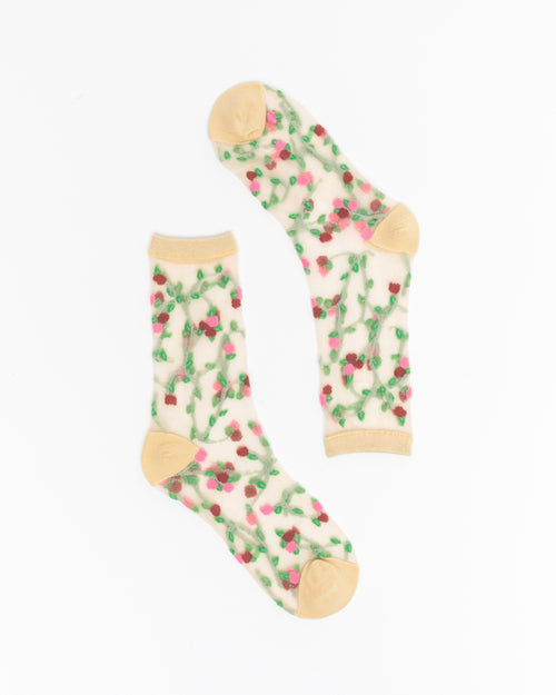 Nicsy Abstract Sheer Printed Flower Socks Pack of 5 Pairs