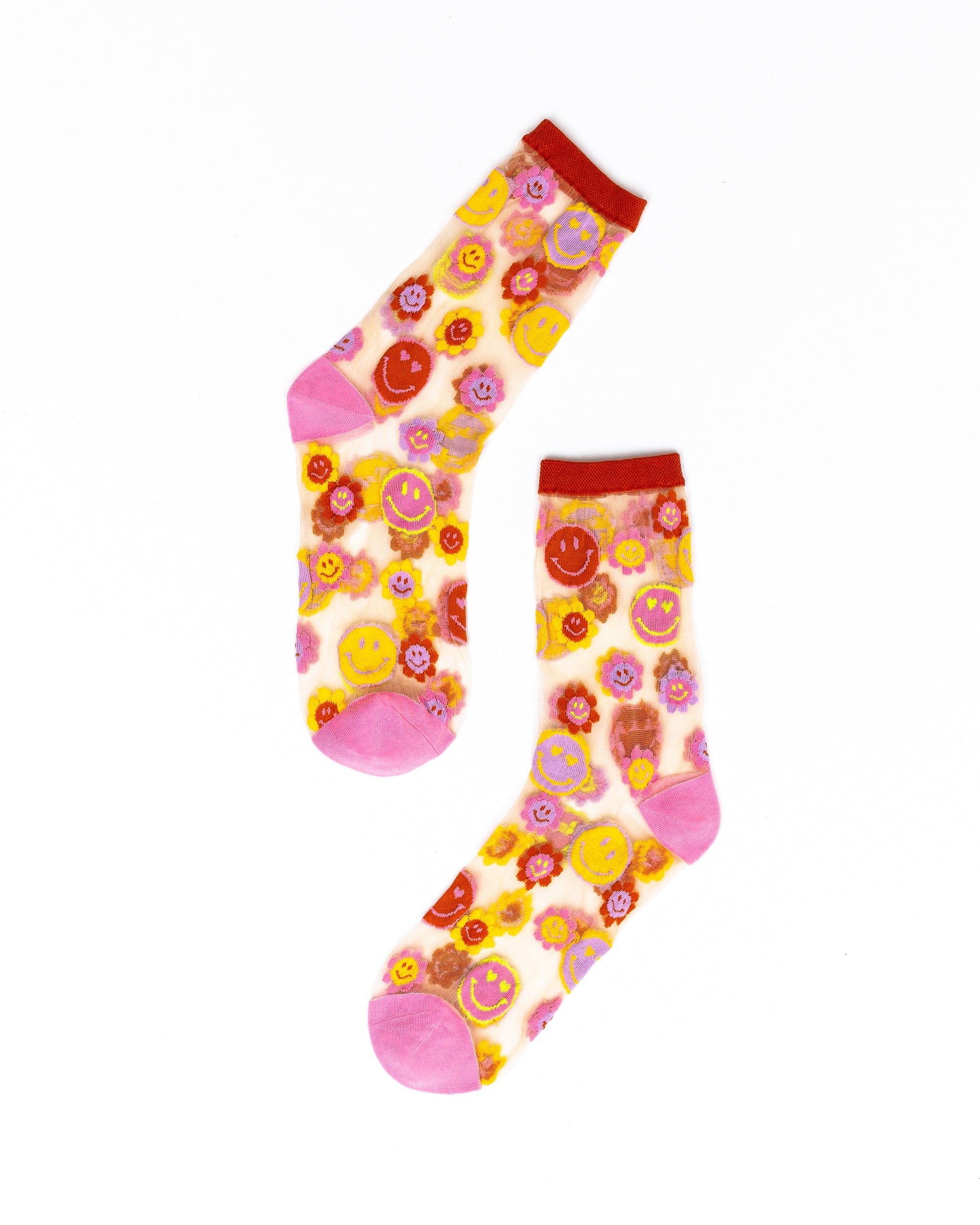 Smiley Face Sheer Socks for Women - Sock Candy