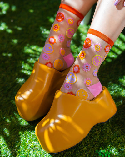 Smiley Face Sheer Socks for Women - Sock Candy
