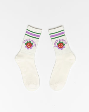 Sock candy smiley face socks varsity stripe socks