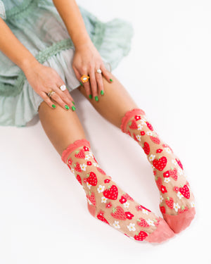 Sock Candy strawberry socks sheer socks ruffle socks