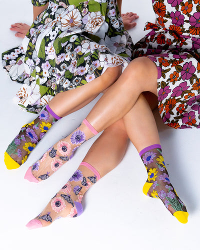 Sock candy sunflower print sheer socks bundle floral socks