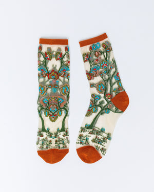 Sock Candy sheer women's crew socks with designs tree of life pattern
