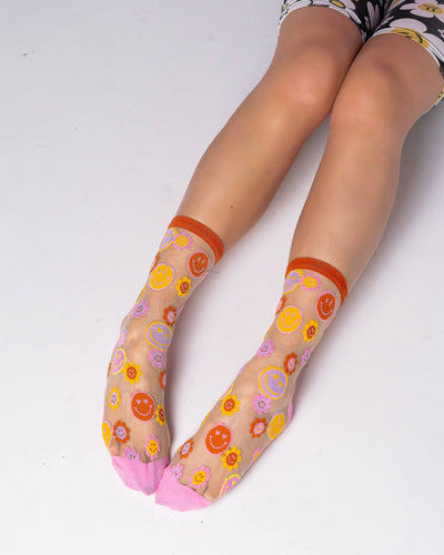 Sock candy smiley face sheer socks cute womens socks